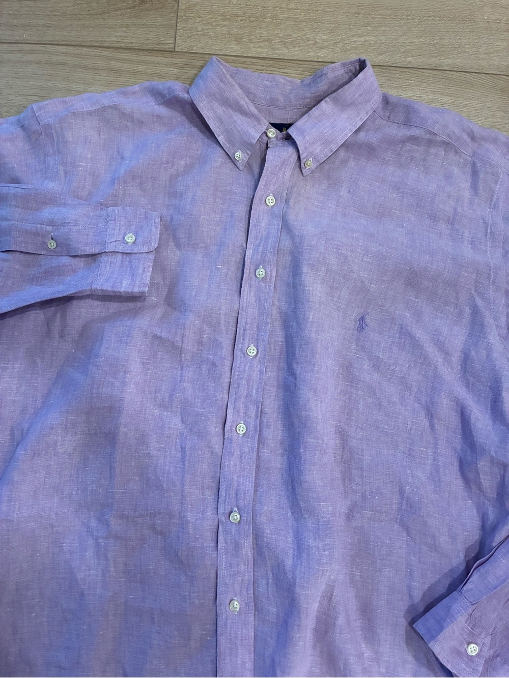 Polo Ralph Lauren Men’s Purple Linen Button Down Long Sleeve Shirt Size 2XLT